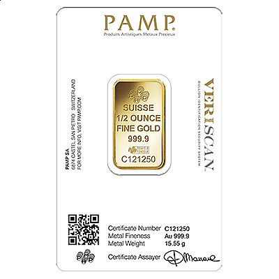 PAMP Half Ounce Gold Bar - Back
