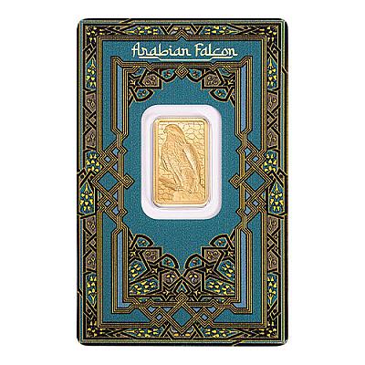 PAMP Arabian Falcon 5 Gram Gold Bar front