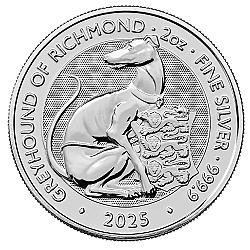 2025 2oz Royal Mint Tudor Beasts Greyhound of Richmond Silver Coin