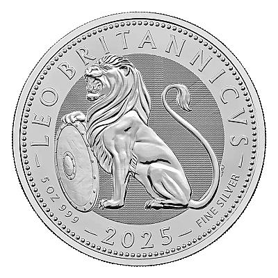 2025 5oz British Lion Silver Coin front