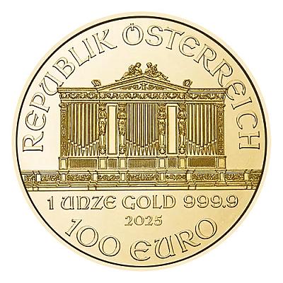 2025 1 oz Vienna Philharmonic Gold Coin (Austria) front