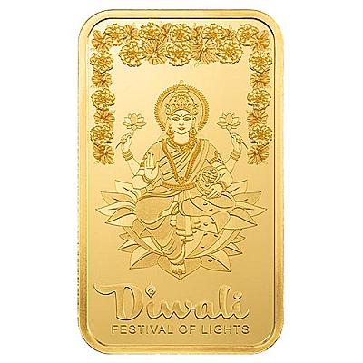 PAMP Diwali Lakshmi 1 Ounce Gold no sleeve Bar front