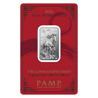 PAMP Lunar Year of The Horse 10 Gram Silver Bar front