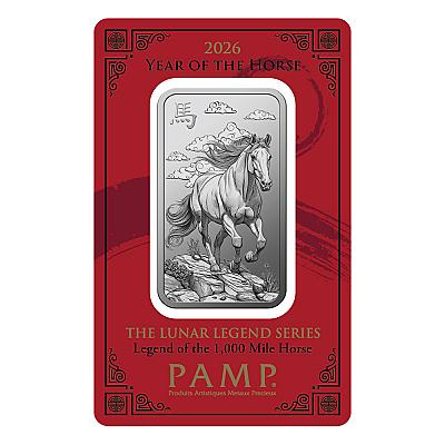 PAMP Lunar Year of The Horse 1 Ounce Silver Bar front