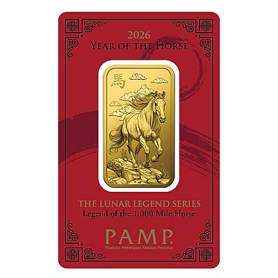 PAMP Lunar Year of The Horse 1 Ounce Gold Bar front