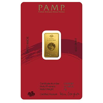 PAMP Lunar Year of The Horse 5 Gram Gold Bar back
