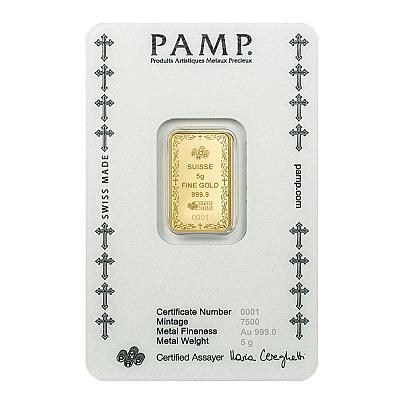 PAMP 5 Gram Cross of Christianity Gold Bar back