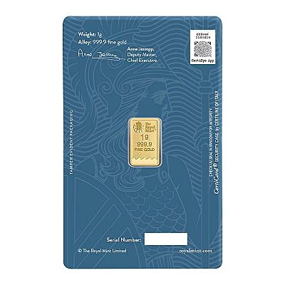 The Royal Mint 1 Gram Britannia Gold Bar back