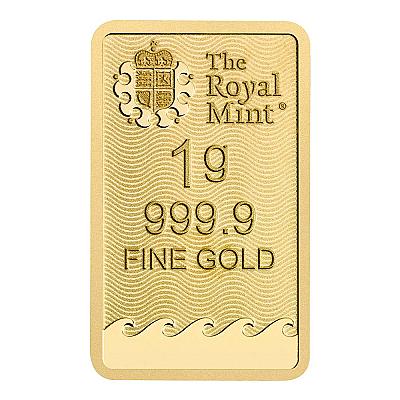 The Royal Mint 1 Gram Britannia Gold bar exc sleeve back