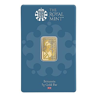 The Royal Mint 5 Gram Britannia Gold Bar front