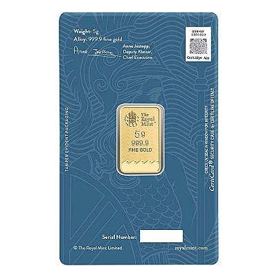 The Royal Mint 5 Gram Britannia Gold Bar back