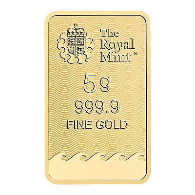 The Royal Mint 5 Gram Britannia Gold bar exc sleeve back