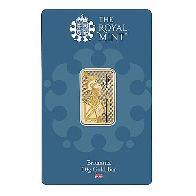 The Royal Mint 10 Gram Britannia Gold Bar front