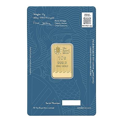 The Royal Mint 10 Gram Britannia Gold Bar back