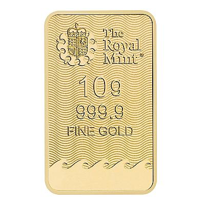 The Royal Mint 10 Gram Britannia Gold bar exc sleeve back