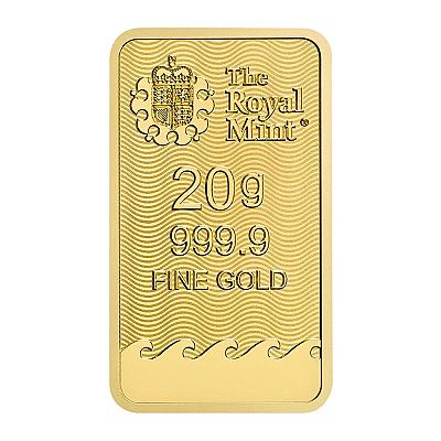 The Royal Mint 20 Gram Britannia Gold Bar exc sleeve back