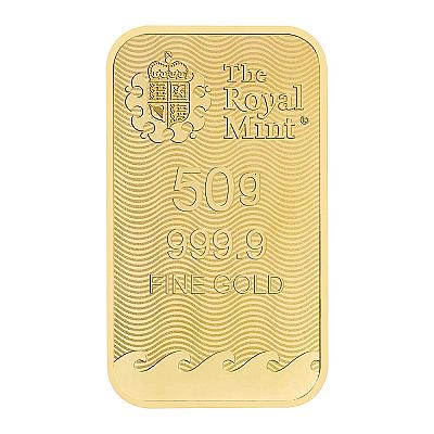 The Royal Mint 50 Gram Britannia Gold bar exc sleeve back