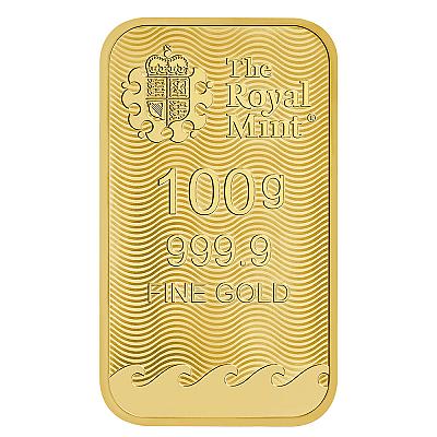 The Royal Mint 100 Gram Britannia Gold bar exc sleeve back