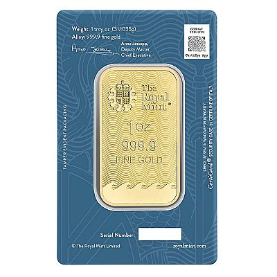 The Royal Mint 1 Ounce Britannia Gold Bar back