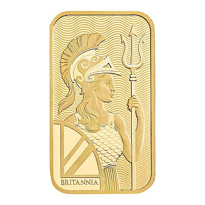 The Royal Mint 20 Gram Britannia Gold Bar ex sleeve front