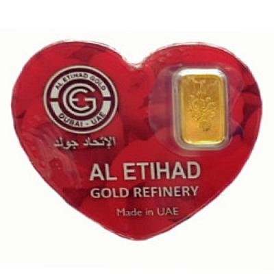 Al Etihad Valentine's 1g Gold Bar in Heart Gift Card