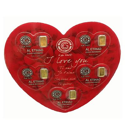 Al Etihad Valentine's Gold Bar Set – 5 x 1g front