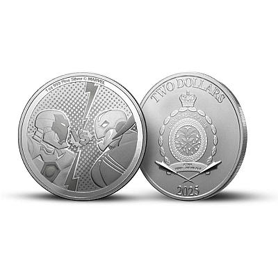 1oz Silver Coin - Marvel: Iron Man vs. Ultron front and back