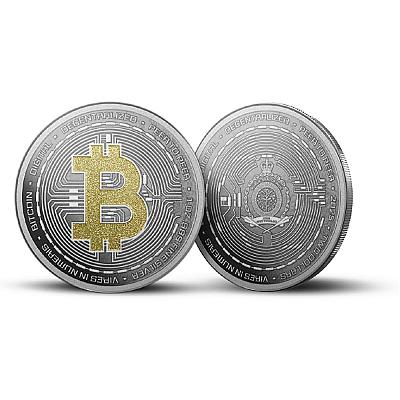 1oz Silver Colorized Bitcoin front and back