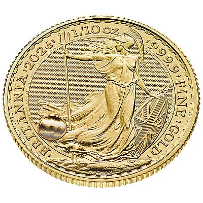 2026 1/10oz Britannia Gold Coin  front angle