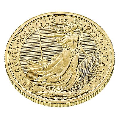 2026 1/2oz Britannia Gold Coin  front angle