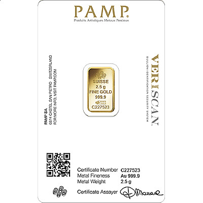 PAMP 2.5 Gram Gold Bar