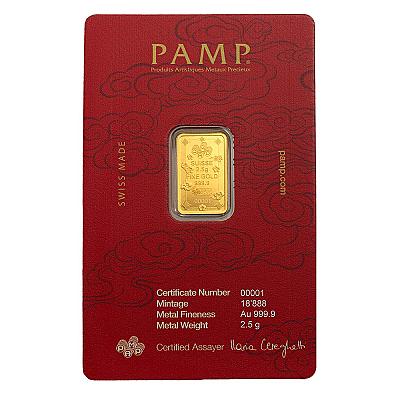 PAMP Lucky Cat 2.5g Gold Bar back