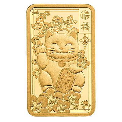 PAMP Lucky Cat 2.5g Gold only bar front