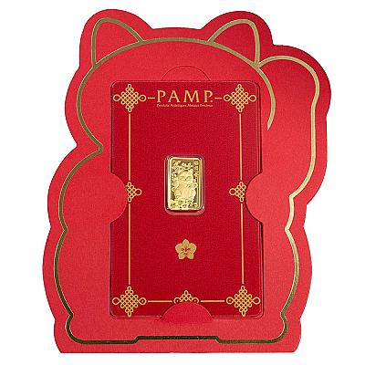 PAMP Lucky Cat 2.5g Gold only bar  card front