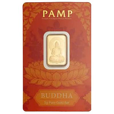 PAMP Buddha 5 Gram Gold Bar front