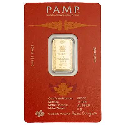 PAMP Buddha 5 Gram Gold Bar back