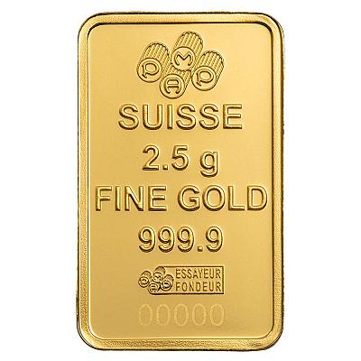 PAMP Suisse Lady of Liberty 2.5g Gold Bar back exc sleeve