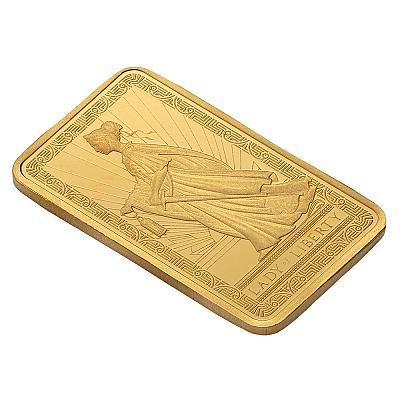 PAMP Suisse Lady of Liberty 2.5g Gold Bar angle front exc sleeve