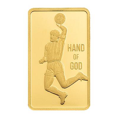 PAMP Suisse Diego Maradona Hand of God 1g Gold Bar exc sleeve front