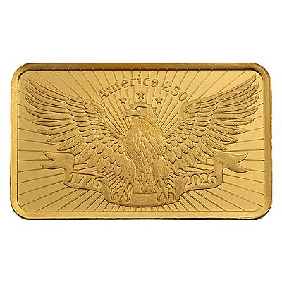 PAMP Suisse 250th Anniversary of the USA Heraldic Eagle 2.5g Gold Bar front only