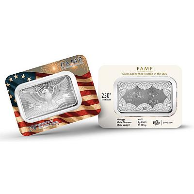 PAMP 250th Anniversary of the United States Stars and Stripes 1oz Silver Coin