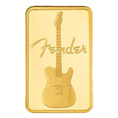 PAMP Suisse Fender 80th Anniversary 1g Gold Bar exc packaging front