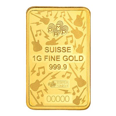PAMP Suisse Fender 80th Anniversary 1g Gold Bar exc packaging back