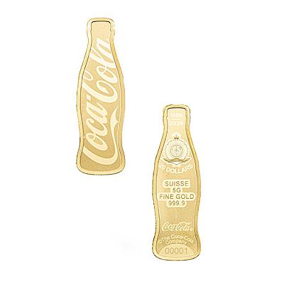 AMP Suisse Coca-Cola 140 Years 5g Gold Bar exc packaging back