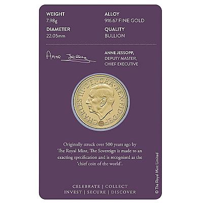 2026 Full Gold Sovereign Coin in blister back