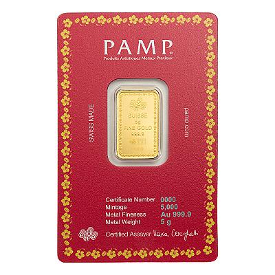 PAMP Suisse Diwali Lakshmi and Sacred Cow 5g Gold Bar back