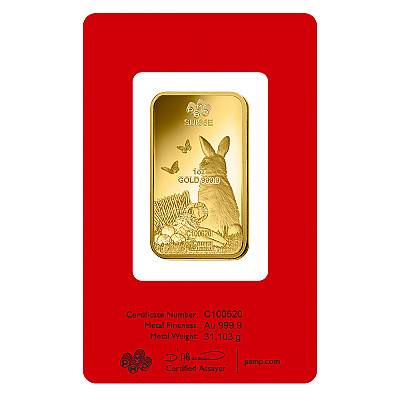 PAMP Lunar Year of The Rabbit 1 Ounce Gold Bar