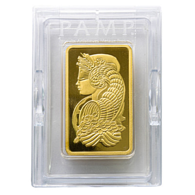 AMP 5 Ounce Fortuna Gold Bar front