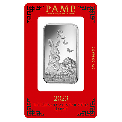 2023 1oz PAMP Lunar Rabbit Silver Bar