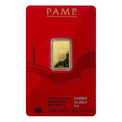 PAMP Lunar Year of The Dragon 5 Gram Gold Bar